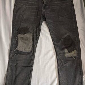 Levi's Men's Slim Fit Black Jeans with Patchwork